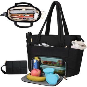 Work Laptop Tote Bags with Insulated Lunch Compartment& Clutch Purse,